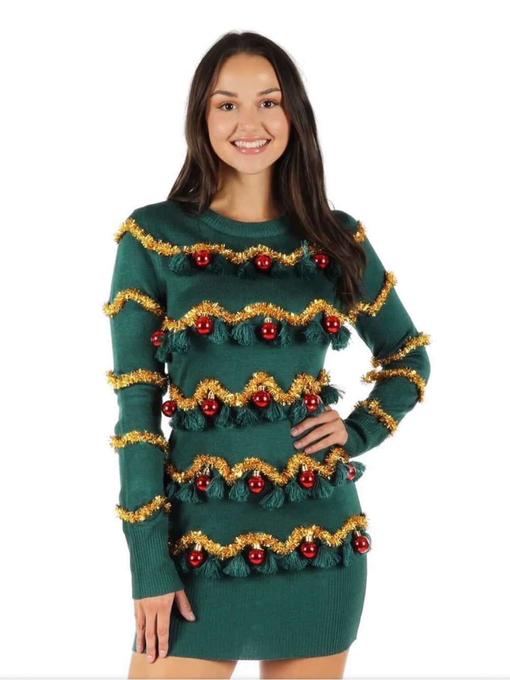 Tipsy Elves Christmas Tree Sweater Dress Women’s Size Small NWT